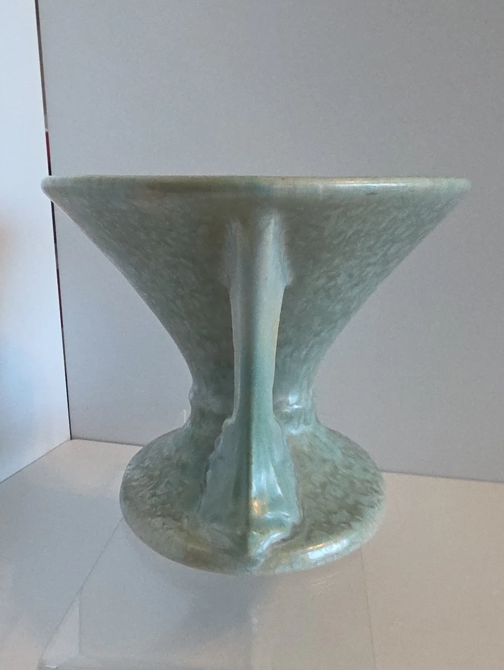Vintage 1928 Roseville Pottery Blue-Green Tuscany Compote Vase (Shape #67-4)